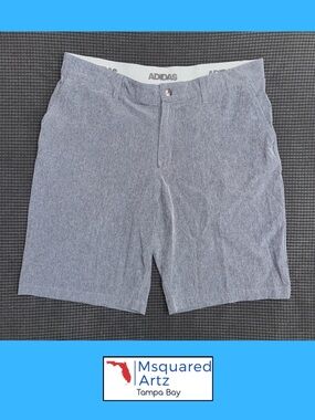 Adidas Mens Golf Shorts Gray Performance Stretch Flat Front Size 36